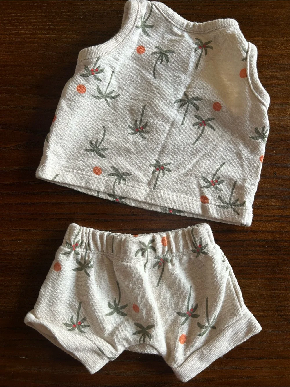 Cat & Jack Cream Palm-Print Tank Top & Shorts Set with Orange Accents